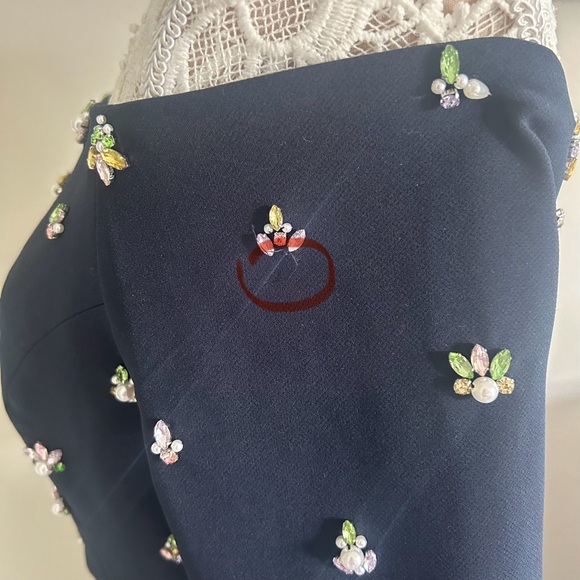 NWOT- SACHIN & BABI Amarette Crystal Detail Off the Shoulder Stretch Crepe Gown - Picture 8 of 16